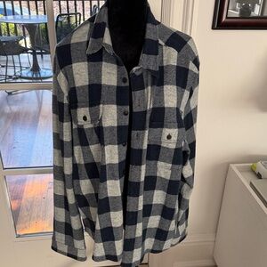 Officine Generale Blue and White Checkered Shirt Jacket XL